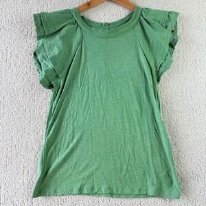 Nation LTD Flutter Sleeve Top Women S Green 100% Pima Cotton Peru Summer $98